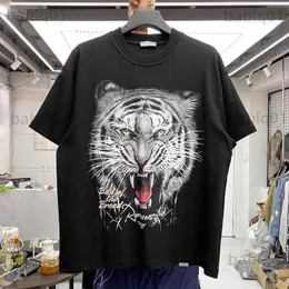 Męskie koszulki Tiger Year Limited Tiger Head Print Loose American Style Retro T-shirt T230321