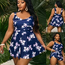 Simkläder plus storlek XL8XL Tankini Tvådelad baddräkt Kvinnor PRIV UPP SWIMWEAR Kvinnlig Big Size Bathing Suit Printed Beach Wear Swimming 230321