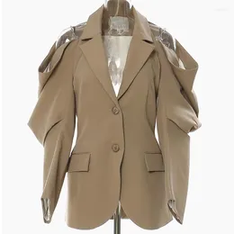 Damenanzüge Frauen High Street Cape Blazer Frühling Herbst Dicke Kette Ausschnitt Blazer Jacke