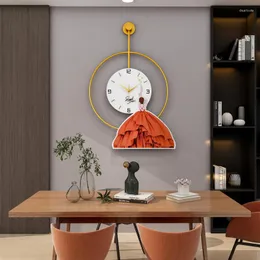 Relógios de parede Design moderno relógio de luz simples de luxo de vidro de vidro de mudo de metal art dide decoração wandklok deco zegar