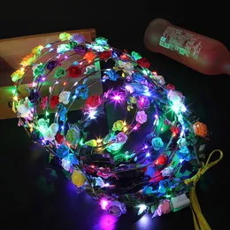 LED Wreaths Flashing LED toy headband luminous line crown corolla luminous party carnival floral decoration garland bright hair accessory children's toy