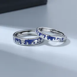 City Star Lovers Ring Ein Paar modische, klebende Ringe für Herren und Damen, einfaches, kleines, frisches Öffnungspaar