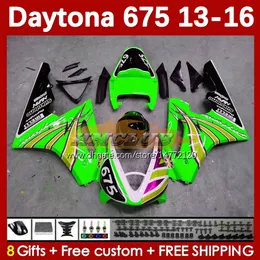 Kit carenatura moto per Daytona 675 675R 2013 2014 2015 2016 Carrozzeria 166No.120 Daytona675 Corpo Daytona 675 R 13 14 15 16 2013-2016 OEM MOTO Carenature luce verde