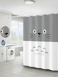 Duschvorhänge Totoro Mein Nachbar Katze Anime Duschvorhänge Wasserdichter Duschvorhang Badezimmer Polyester 3D Mädchen Jungen Cartoon 230322