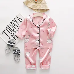 Pyjamas ienens barn långa ärmar klädflicka sömnkläder kläd sätter barn nattklänning 1 2 3 4 år baby nattkläder kostymer 230322