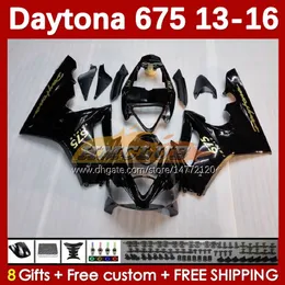 Daytona için Motosiklet Fairings 675 675R 2013-2016 gövdeler 166NO.15 Daytona675 13 14 15 16 Body Daytona 675 R 2013 2014 2015 2016 OEM Moto Eşleştirme Kiti Parlak Siyah
