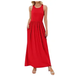 Casual Kleider Elegante Lange Für Frauen 2023 Kleid Lose Einfarbig Ärmellose Weste Vestidos De Mujer Baratos