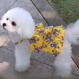 Hundkläder sommar vintage blommig tryck valp hundar flickor klänningar sling prinsessa tårta klänning för små husdjur kläder Yorkshire poodledog