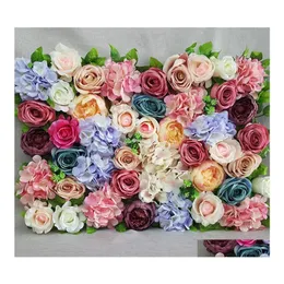 Decorative Flowers Wreaths 1Pcs Artificial Wall For Wedding Flower Backdrop Silk Rose Peony Hydrangea Road Leading Event Party Dro Dh9No