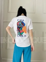 Homens Tracksuits Oversized Homens Mulheres 1 1 Casais Camisa de Algodão Casablanca Alta Qualidade Padrão de Corrida Urbana Impresso 230322