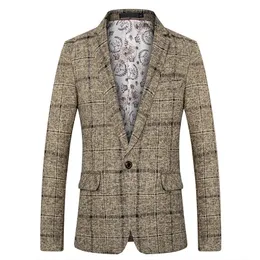 Erkek Suit Blazers Erkek Blazer Moda Günlük Butik Yün Takım Ceket / Erkek İş Ekose ince Fit Parti Elbise Blazer Ceket Erkekler Giyim 230322