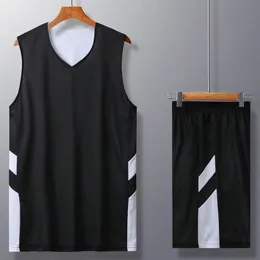 Men's Tracksuits Men College Double-side Basketball Jerseys Suit DIY Customized Men Reversible throwback Basketball Uniform Sets Sport Kit 230322