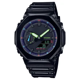 Orologio sportivo da uomo al quarzo digitale Iced Out Watch Full Feature LED World Time Rubber Band Waterproof