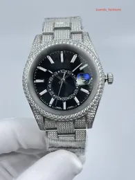 Diamond Watch High Quality Iced Out Watch Automatic Movement 42mm Silver Two Stones Life Waterproof Stainless Frameless Set Cz Diamonds