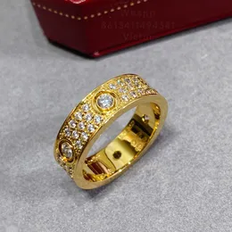 Aşk yüzüğü 5.5mm elmas için kadın tasarımcı çift altın kaplama 18k t0p kalite resmi reprodüksiyonlar en yüksek sayaç kalite klasik stil insan premium hediyeler 011