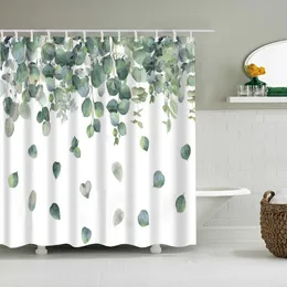 Cortinas de chuveiro Planta verde folhas cortina de chuveiro para banho cortina de banheiro à prova d'água com ganchos de impressão 3D Telas de banho de decoração de casa 230322