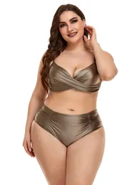 Новые женщины Большой размер купальник с двумя частями набор бикини сексуальные купальные костюмы V-образного выхода