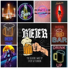 Bar Decoration Neon Sign Cold Beer Metal Painting Plates Cafe Vintage Plaque Warning Sign Save Metal Drink Beer Club Iron Paintings 30X20cm W03