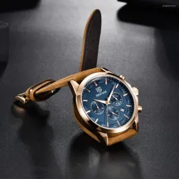 Relojes de pulsera Top Brand BNEYAR 2023Reloj de pulsera de cuarzo para hombres Moda Deportes Cronógrafo Militar Reloj de cuero impermeable Hombres Relogio
