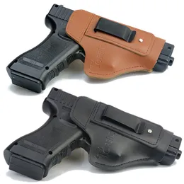 Bolsas al aire libre de cuero IWB funda de pistola oculta para Glock 17 19 22 23 43 Sig Sauer P226 P229 Ruger 92 M92 s w Pistols Clip Case 230322
