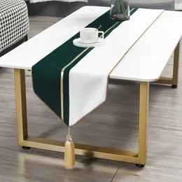 Bordslöpare Modern Light Luxury Table Runner Lång remsa av högklassigt soffbordsdekoration Tygdammskydd för TV-skåp 32*210 cm 230322