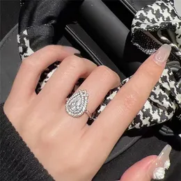 Handmade AAAAA Zircon Finger Ring White Gold Filled Engagement Wedding Band Rings for Women Bridal Birthday Party Jewelry Gift