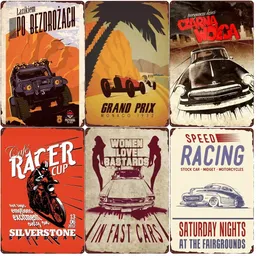 Speed Racing Vintage Metal Tin Sign Garage Bar Cafe Home Wall Decor Cafe Racer Art Poster Motorcycle Plauqe Painting 30X20cm W03