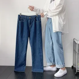 Heren Jeans Voorjaar Voor Heren Streetwear Koreaanse Mode Denim Homme Wijde Pijpen Broek Rechte Baggy Effen Wilde Cowboy Broek