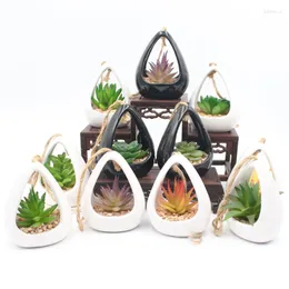Decorative Flowers 1PC Artificial Plants Potted Hanging Basket Bonsai Fake Succulent Plant Flowerpot DIY Home Ornaments