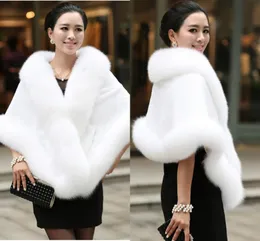 Wraps & Jackets Big Bridal Faux Fur Winter Wedding Coat Warm Shawls Outerwear White Black Blue Shrug Women Jacket Prom Size 165 55 Cm