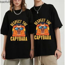 Męskie koszulki unisex capybara t shirt męskie manga manga kawaii t-shirt t-shirt zabawne zwierzęta moda harajuku graficzne koszulki anime y2k tshirt męski W0322