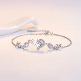 Korea Fashion New Sterling Bracelet Korean Love Heart-shaped Silver Jewelry Birthday Gift Factory Wholesale