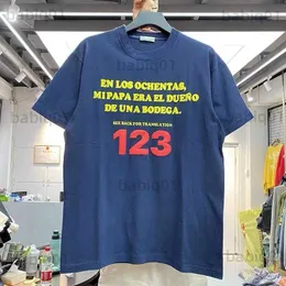 Mäns T-shirts nödställda Wash Knight Bokstäver Tryckt Löst kortärmad T-shirt-man T230321