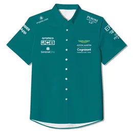 Polos męski 2023 Modny Button Button Aston Martin Alonso Polo Shirt F1 Formuła 1 Mundur Casual Casual Wear for Fan032223h