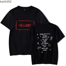 T-shirty męskie lil peep t shirt piekielne chłopiec hip hop mody mody t-shirt mężczyzn streetwear vintage T-shirt unisex Summer Botton Short Sleeve Tee W0322