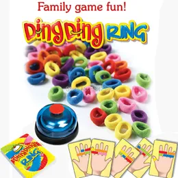 Gry nowatorskie zabawne wyzwanie Ring Ding Family Party Świetne praktyczne gadżety dla 26 graczy z 24 kartami obrazowymi 60 włosów 1 dzwonek 230322