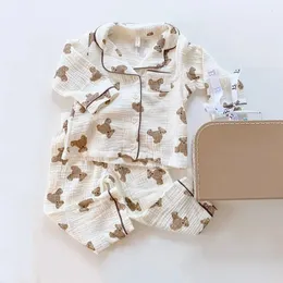 PAJAMAS 16Y KIDS SETS MABES BOYS GRILS Сносы медведь с печеной на лацка