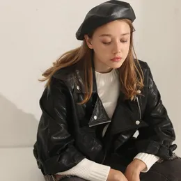 BERETS NIEUWE VROUWEN HOED PU LEER FRANSE KUNSTENAAR BERET FASION CAP BARET SCHILDER MEISJESソフトボアモードBAREVROUWEN F L3A5