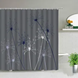 Shower Curtains Dandelion Flower Shower Curtain Rose Sunflower Plant Floral Scenery Bathroom Curtains Bath Screen Waterproof Fabric With Hooks 230322