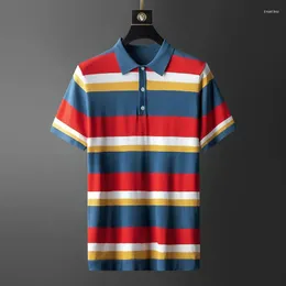 Męskie koszule T Stripe Mens Summer Wysoka jakość krótkiego rękawu Kintted Casual Mężczyzna wentylator Slim Fit Man T-shirty 3xl