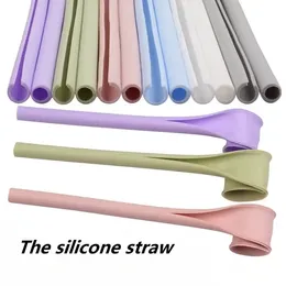 Drinking Straws Glass straws Reusable Silicone Straw Barware BPA Free Washable Buckle Straw