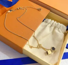 Mode Luxus Würfel Charme Halskette Schmuck Halskette Designer Stil Frauen Lange Chain18k Gold Einzigartige Überzogene Geschenke Paar Mit Box