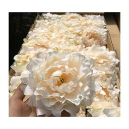 Decorative Flowers Wreaths 50Pcs High Quality Silk Peony Flower Heads Wedding Party Decoration Artificial Simation Camellia Rose D Dh278