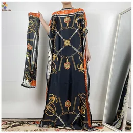 الملابس العرقية ملابس بيع الأزياء الكلاسيكية ملابس أفريقية Dashiki Robe Silk Fabric Women's 2piece Print Lough Dress MS222 230322