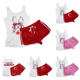 Frauen Trailsuits Shorts Anzug sexy zweiteilige Kaninchen gedruckte Hosentender Yoga Hosen Set Shorts Outfits Kleidung