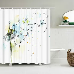 Cortinas de chuveiro dente -de -leão flores naturais cortinas de chuveiro cortina de banheiro à prova d'água Cortina de banho de alta qualidade com ganchos cortina de chuveiro 230322