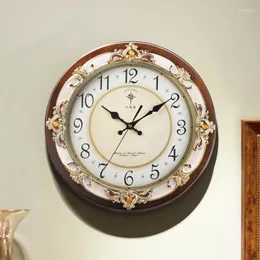ウォールクロック大きな時計アートヴィンテージリビングルームウッドヨーロッパデザインサイレントクリエイティブロフトレロジオデパレデホーム装飾w