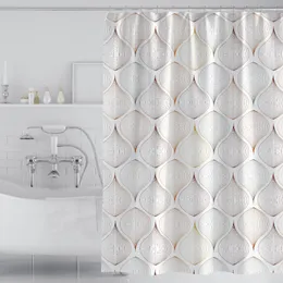 Shower Curtains Modern Geometric Shower Curtains Leaves Bath Curtain Waterproof Mildew Proof Thicken Insulation Bathing Cover with Plastic Hooks 230322