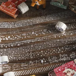 Confezione regalo Nastro adesivo natalizio Bandiera Fiocco di neve Alce PET Adesivi decorativi bianchi trasparenti per scrapbooking Confezione collage fai-da-te
