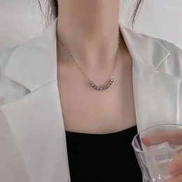 Collane con ciondolo U-Magical squisita collana geometrica quadrata color argento con perline in metallo per gioielli minimalisti da donna
